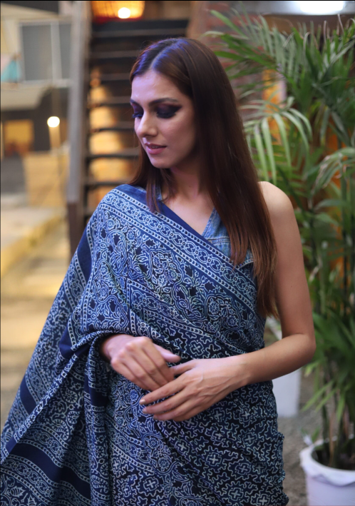 Chandio Heritage Blue Ajarak Scarf - Artisan Crafted | Premium Finish | Unisex