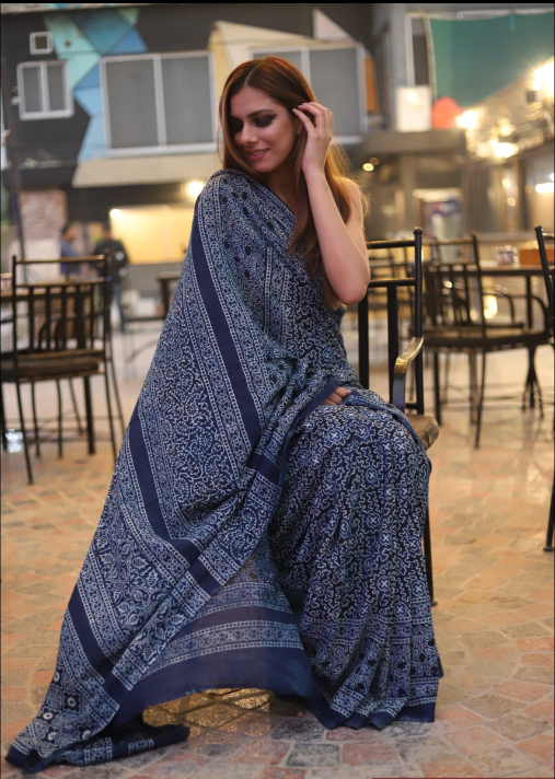 Chandio Heritage Blue Ajarak Scarf - Artisan Crafted | Premium Finish | Unisex