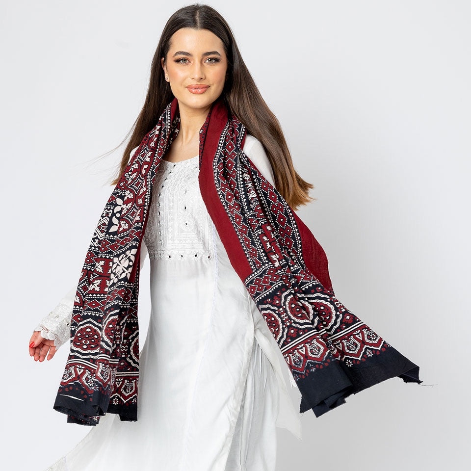 Chandio Heritage Ajarak Scarf - Artisan Crafted | Premium Finish | Unisex